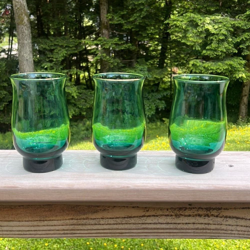 Vintage Juniper Green Footed Libbey Glasses